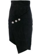 Balmain Asymmetric Midi Skirt - Black