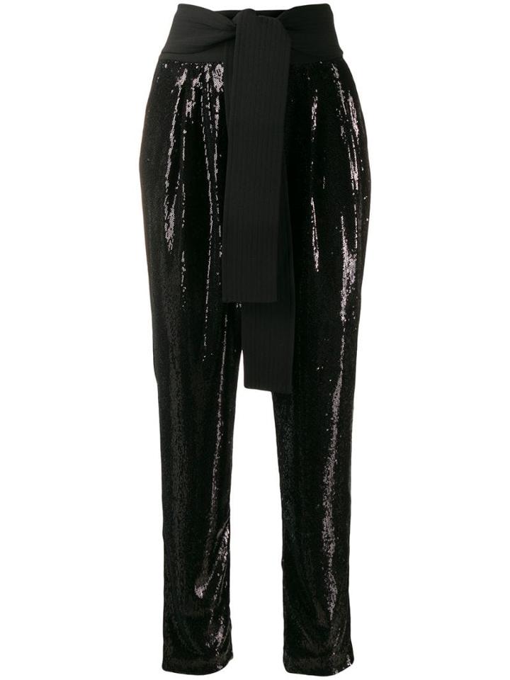 P.a.r.o.s.h. Sequin Wrap Waist Trousers - Black