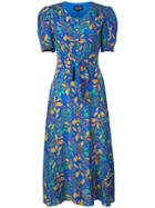 Saloni Floral Printed Tea Dress - Blue