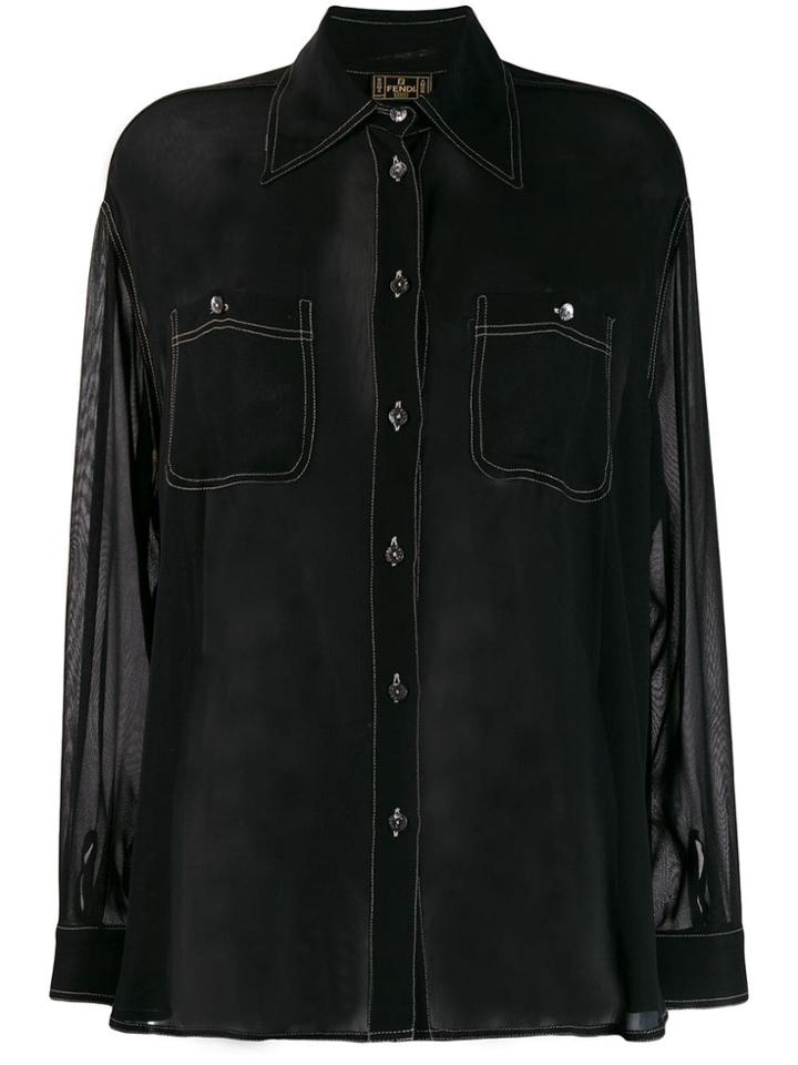 Fendi Vintage 1970's Sheer Shirt - Black