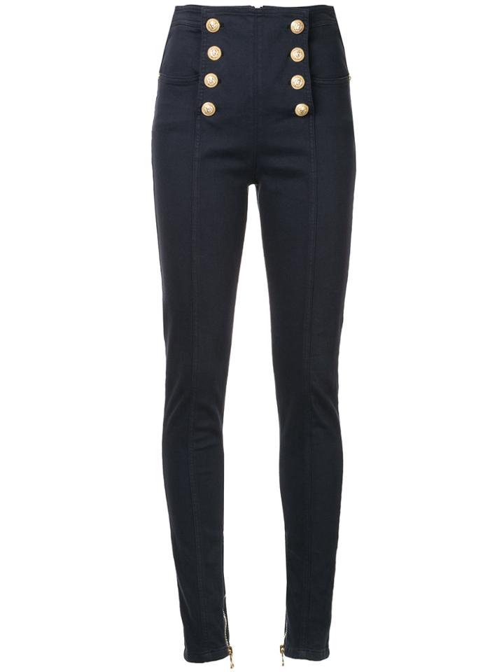 Balmain Slim Double-breasted Jeans - Blue