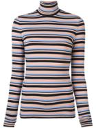 Proenza Schouler Stripe Turtle-neck Fitted Top - Black