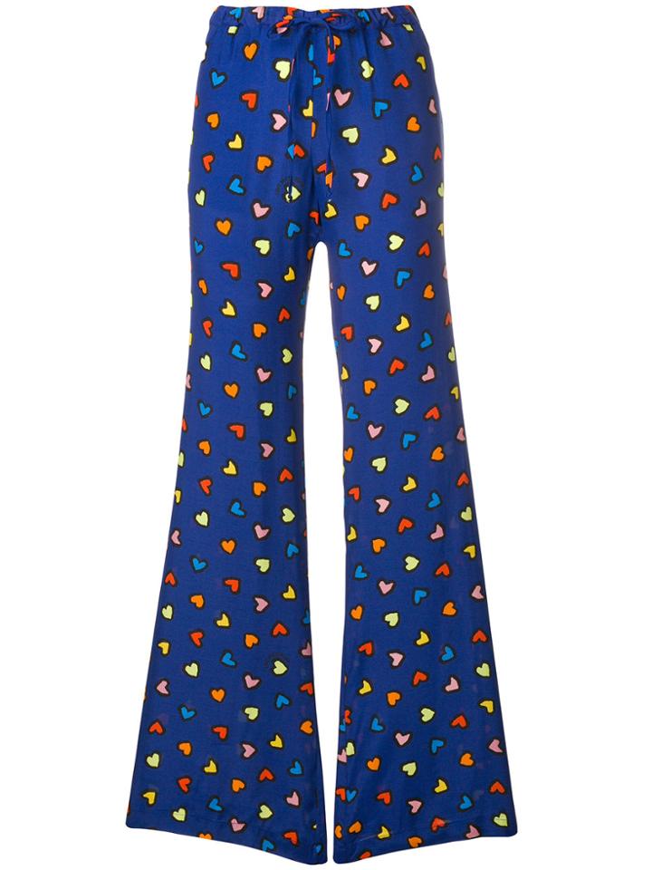 Love Moschino Heart Print Flared Trousers - Blue