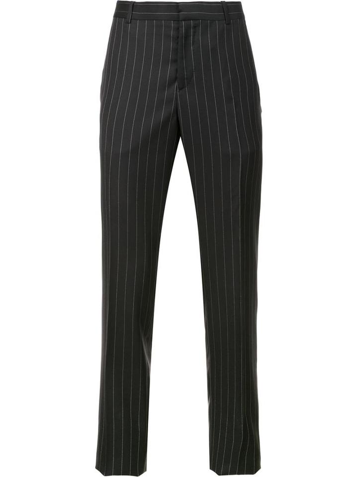 Alexander Mcqueen Pinstriped Straight-leg Trousers, Men's, Size: 54, Black, Viscose/acetate/wool