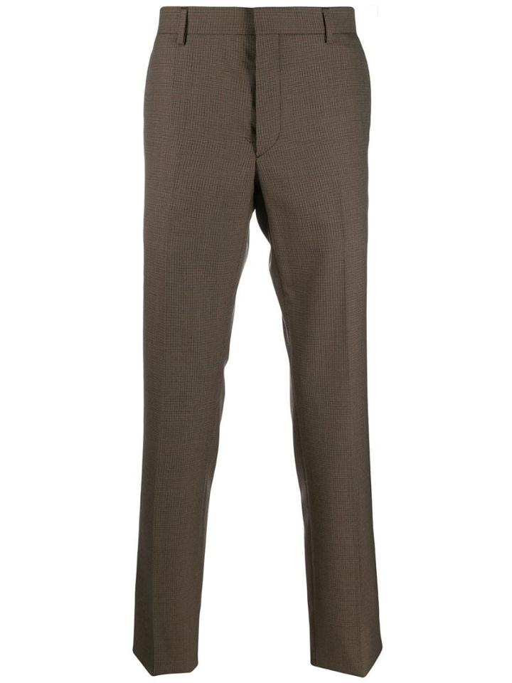 Prada Checked Slim-fit Trousers - Brown