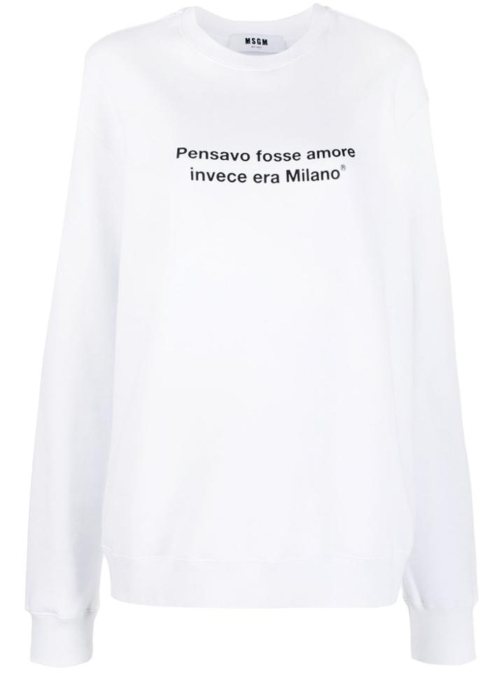 Msgm Printed Slogan Sweatshirt - White
