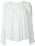 Saint Laurent Embroidered Detail Blouse, Women's, Size: 36, White, Viscose/cotton