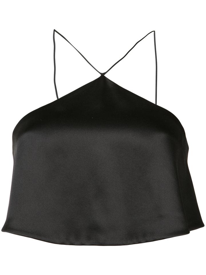 Brandon Maxwell Shift Crop Top, Women's, Size: 6, Black, Silk