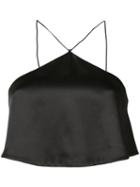 Brandon Maxwell Shift Crop Top, Women's, Size: 6, Black, Silk