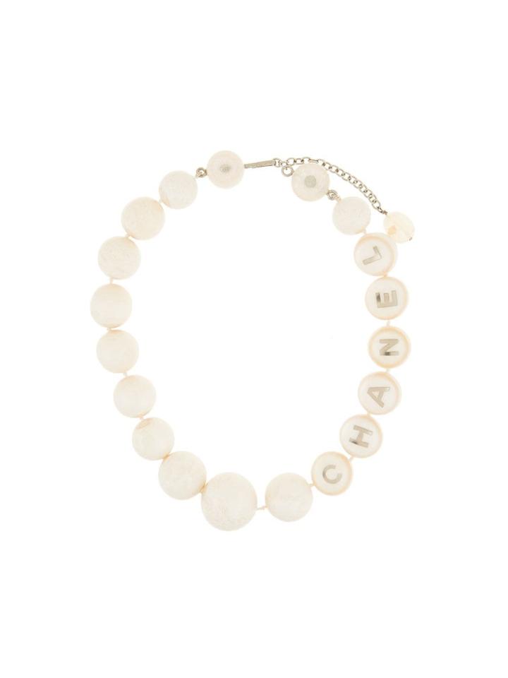 Chanel Vintage Logo Ball Necklace - White