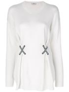 Fendi Criss-cross Embroidered Knitted Top - White