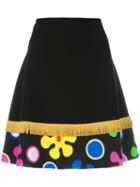 Moschino Fringe Trim Skirt, Women's, Size: 40, Black, Silk/rayon