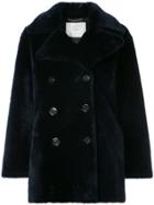 Adam Lippes Double Breasted Fur Coat - Blue