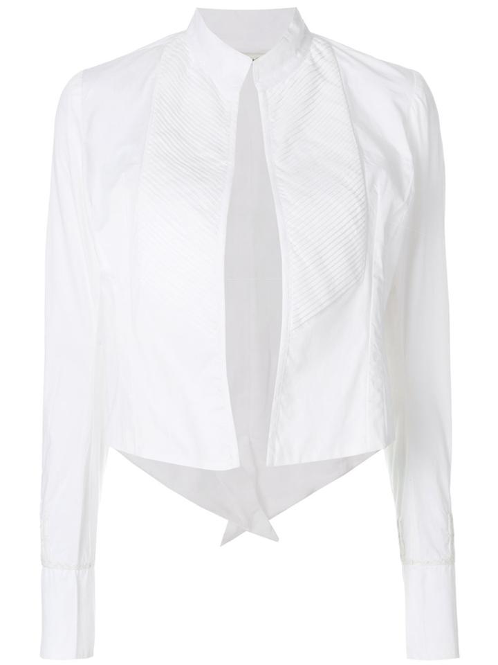Mes Demoiselles Cropped Open Front Jacket - White