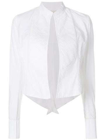 Mes Demoiselles Cropped Open Front Jacket - White
