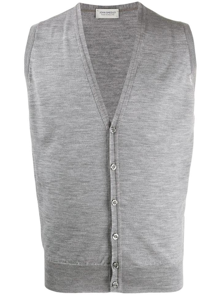 John Smedley Wool Sleeveless Cardigan - Grey