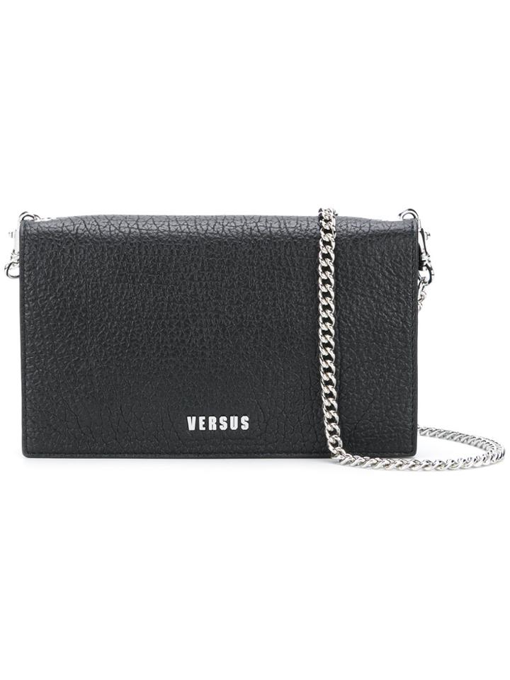 Versus Textured Logo Shoulder Bag - Black