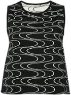 Egrey Wave Pattren Knit Top - Black