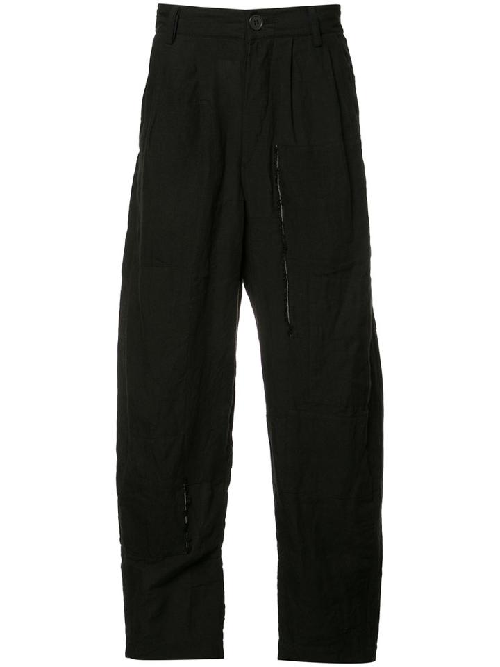 Ziggy Chen Panelled Wide-leg Trousers, Men's, Size: 46, Black, Cotton/linen/flax/ramie