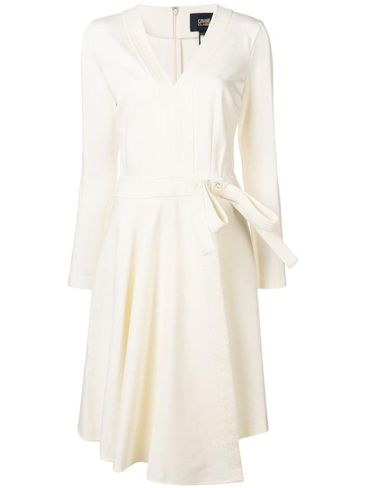 Cavalli Class V-neck Asymmetric Dress - White