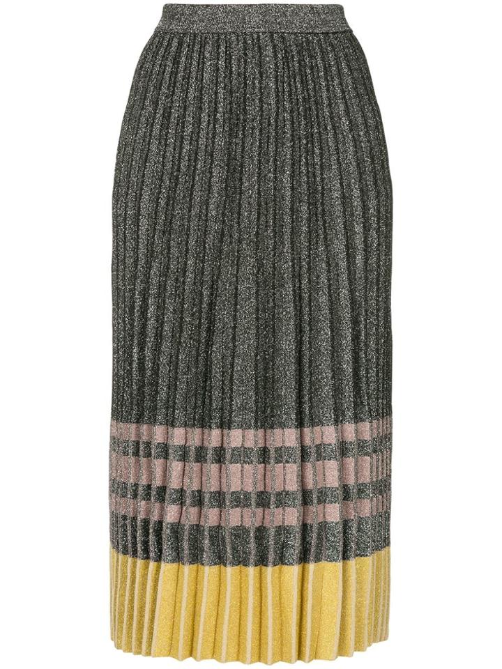 Derek Lam 10 Crosby Pleated Lurex Knit Skirt - Black