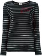 Sonia By Sonia Rykiel Embellished Striped T-shirt, Women's, Size: Large, Black, Cotton/modal