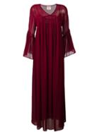 Erika Cavallini Ruffled Sleeves Draped Dress, Women's, Size: 44, Red, Polyester