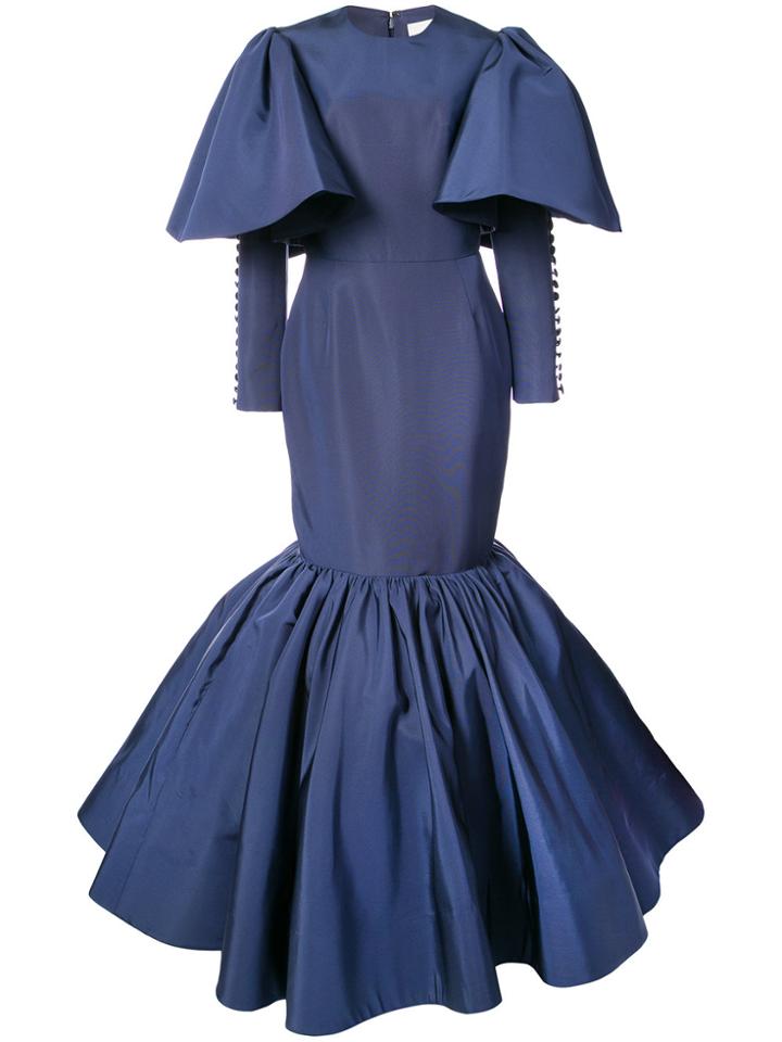 Christian Siriano Peplum Evening Dress - Blue