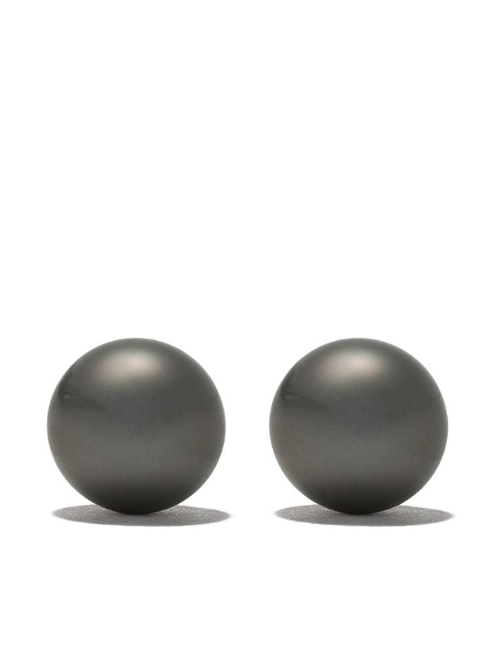 Yoko London 18kt White Gold Classic Tahitian Pearl Stud Earrings - 7