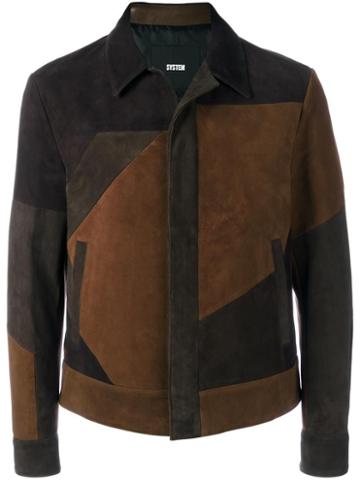 System Homme Paneled Jacket, Men's, Size: Small, Brown, Goat Suede