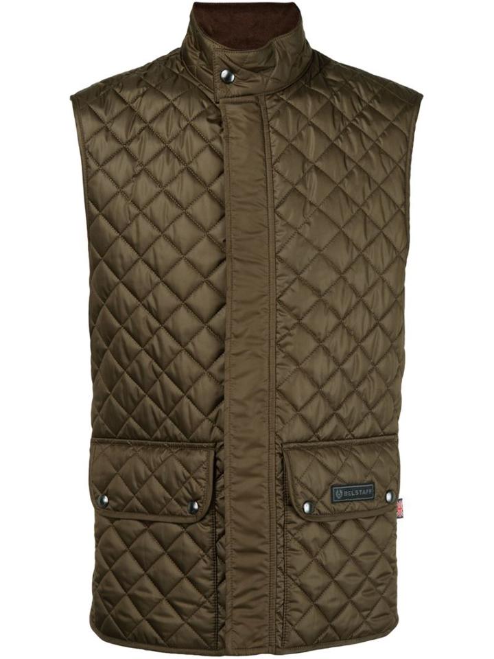 Belstaff Quilted Waistcoat, Men's, Size: 50, Green, Polyester