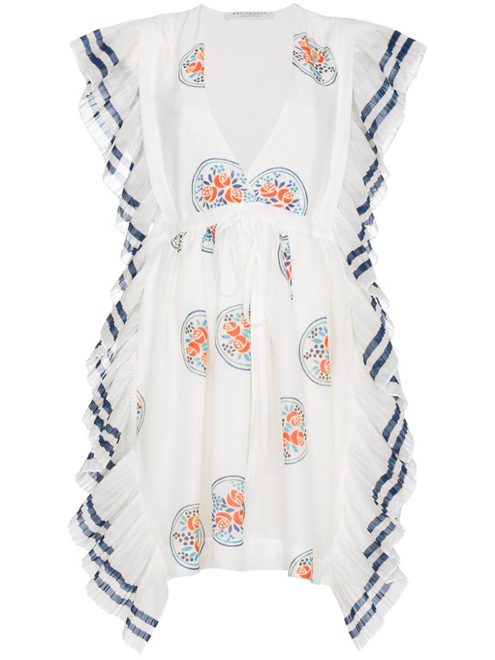 Philosophy Di Lorenzo Serafini Frilled Mini Cotton Dress - White