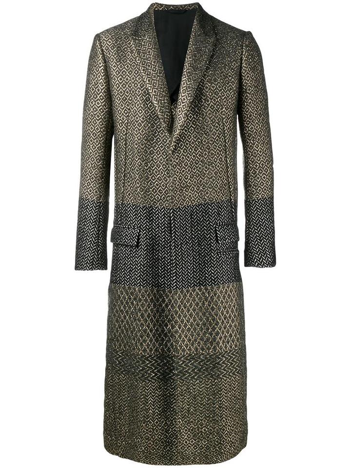 Haider Ackermann Jacquard Long Coat, Men's, Size: 48, Black, Cotton/acrylic/nylon/virgin Wool