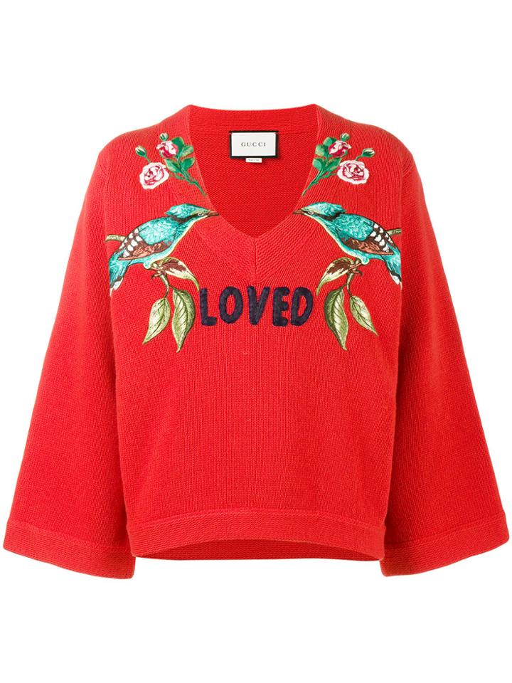 Gucci Loved Bird Embroidered Top