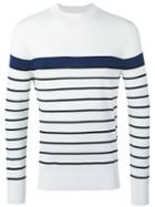 Neil Barrett Striped Jumper, Men's, Size: Large, White, Viscose/nylon