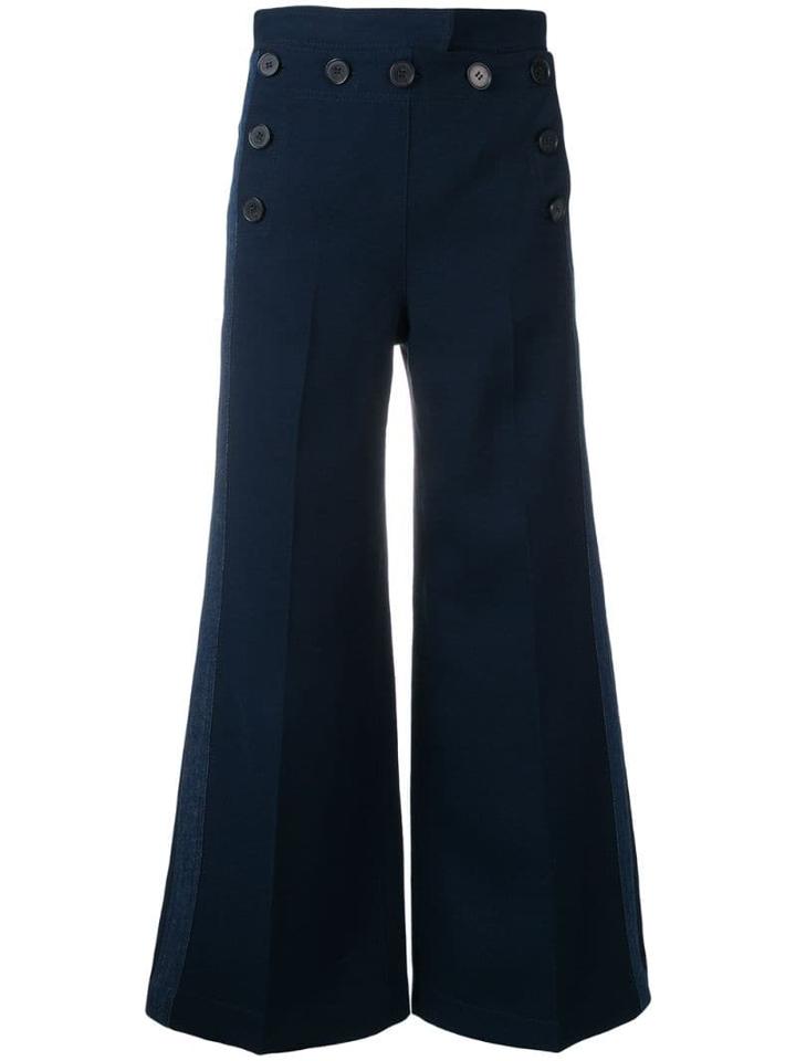Derek Lam 10 Crosby Washed Canvas Sailor Culottes - Blue