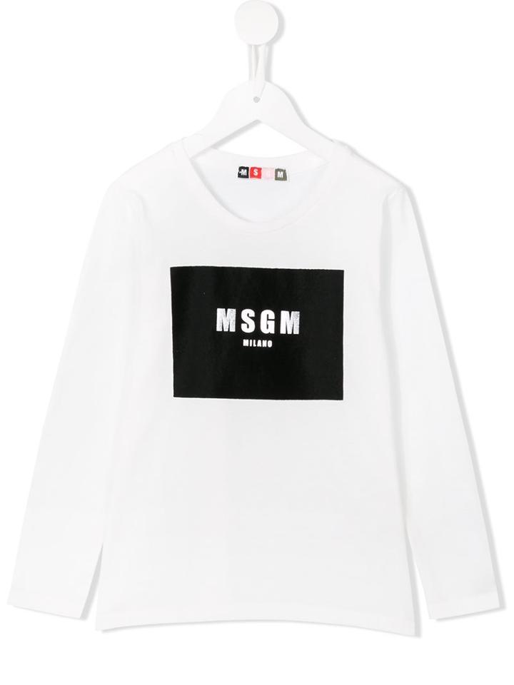 Msgm Kids Logo Print T-shirt, Girl's, Size: 6 Yrs, White