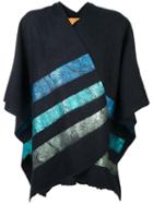 Ermanno Gallamini Striped Cape Coat, Adult Unisex, Blue, Nylon/cashmere/virgin Wool