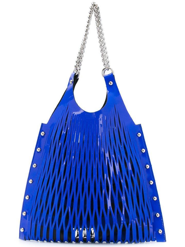 Sonia By Sonia Rykiel - Cut-out Detail Shoulder Bag - Women - Cotton/leather/polyester - One Size, Blue, Cotton/leather/polyester