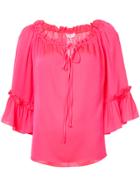 Milly Tie Neck Blouse - Pink & Purple