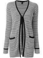 Marc Jacobs Striped Long Cardigan, Women's, Size: Large, Black, Cotton