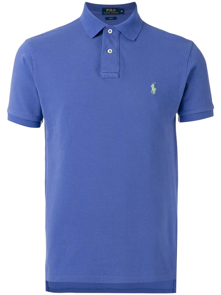 Logo Embroidered Polo Shirt - Men - Cotton - M, Blue, Cotton, Polo Ralph Lauren