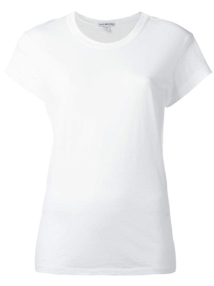 James Perse Round Neck T-shirt, Women's, Size: 0, White, Cotton/polyester/linen/flax