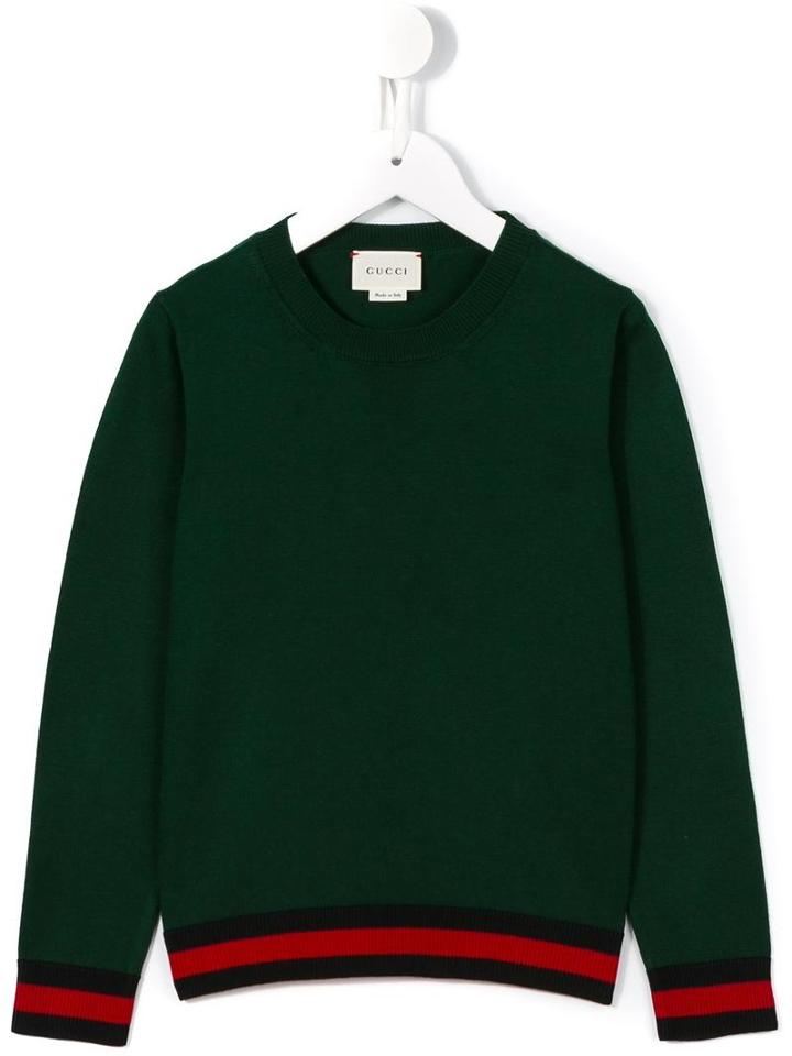 Gucci Kids Web Trim Jumper, Boy's, Size: 6 Yrs, Green