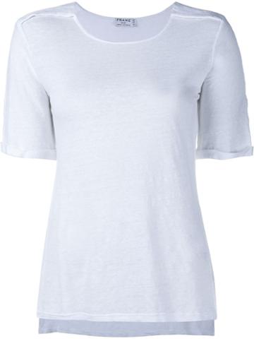 Frame Denim Linen Step Hem T-shirt, Women's, Size: Large, White, Linen/flax