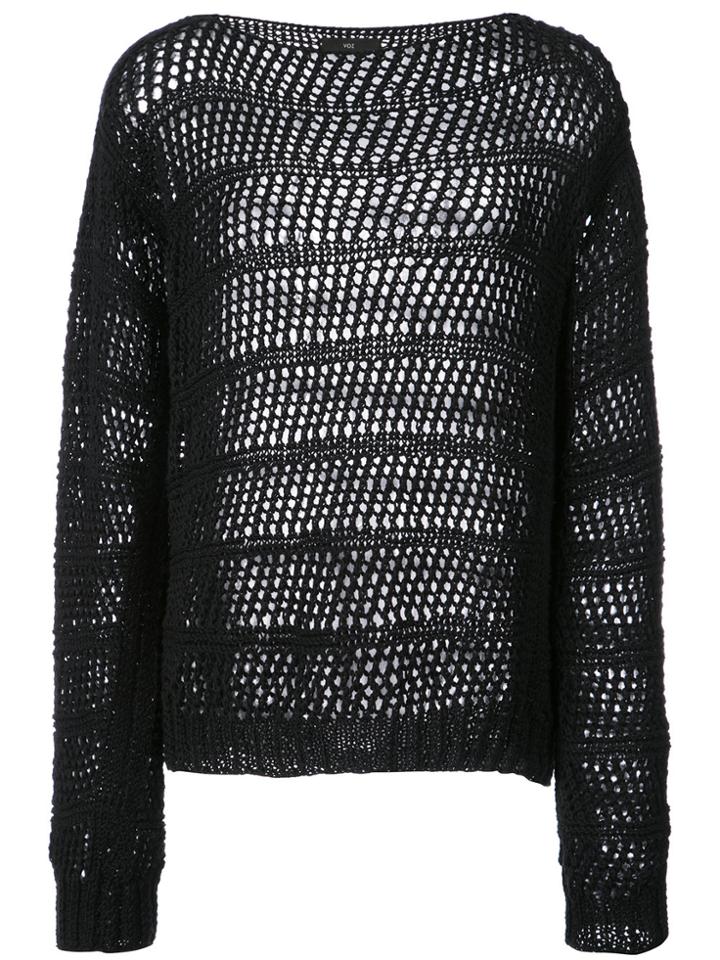 Voz Mesh Stitch Pullover - Black