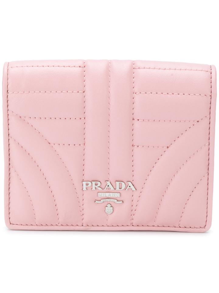 Prada Bevelled Leather Wallet - Pink & Purple