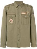 Diesel Black Gold Cotton-linen Overshirt With Army Patches - Green