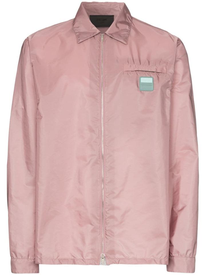 Prada Logo Patch Windbreaker Jacket - Pink