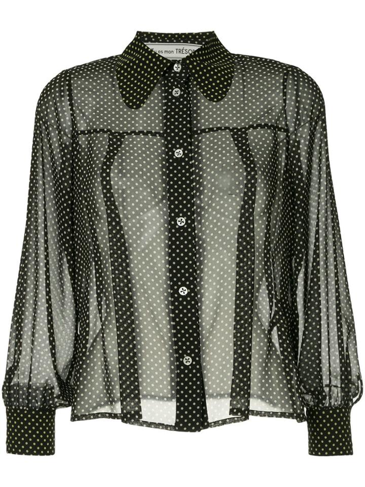 Tu Es Mon Trésor Polka Dot Blouse - Black